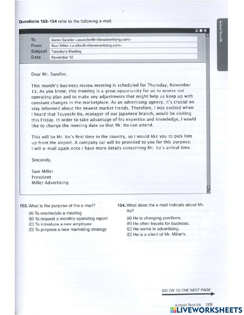 Mini -test reading 3