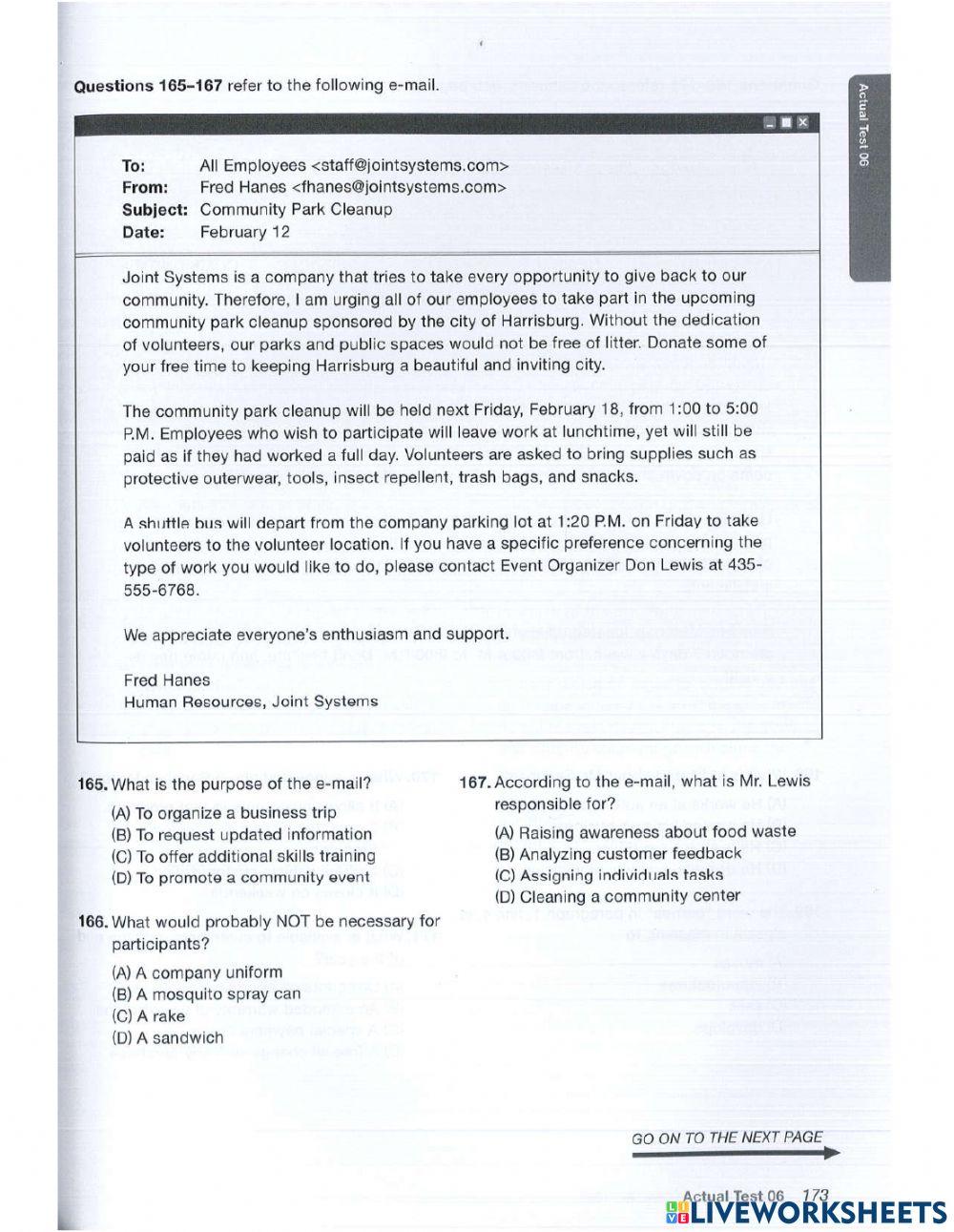 Mini -test reading 3