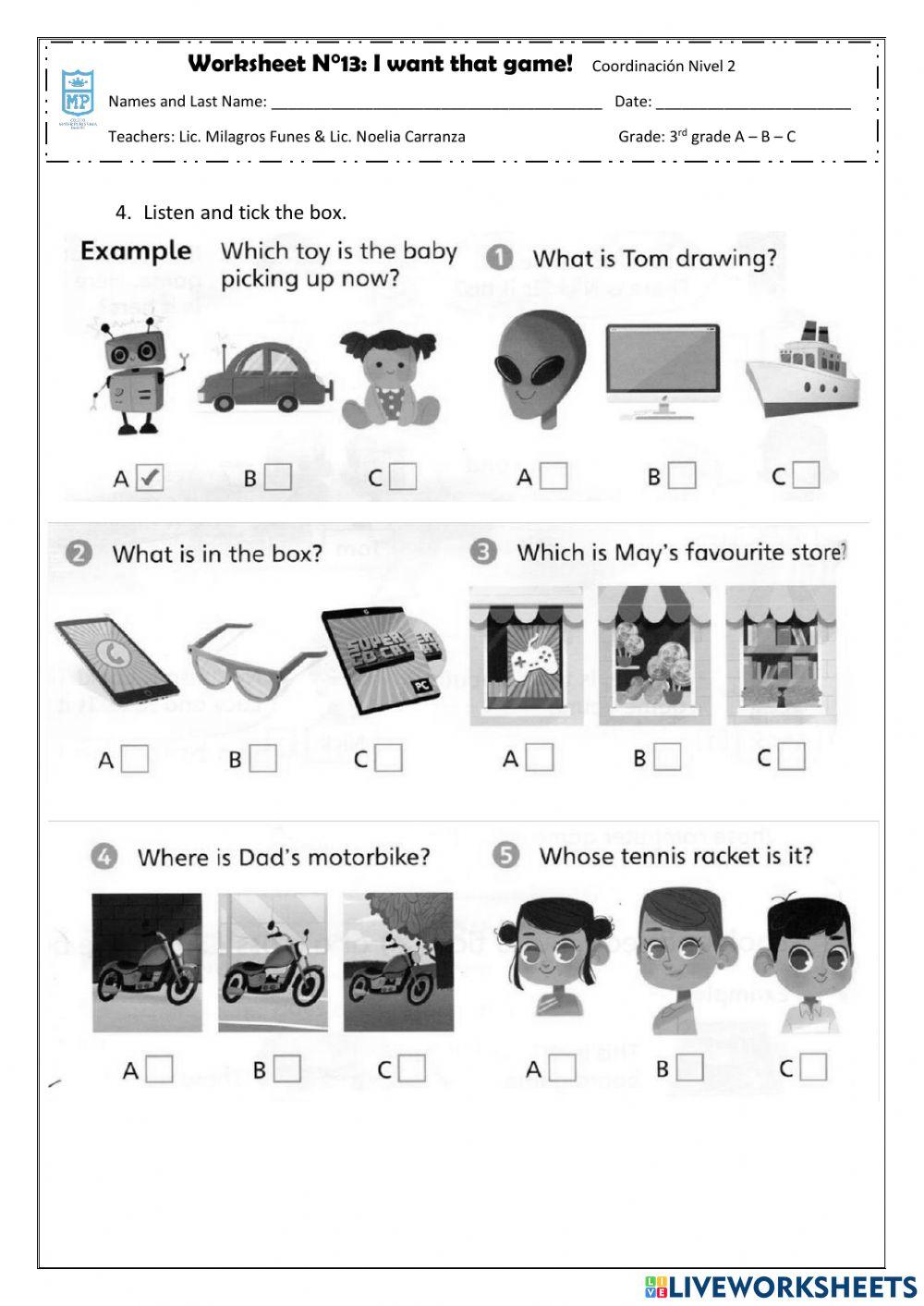 I want that game! Listening activity