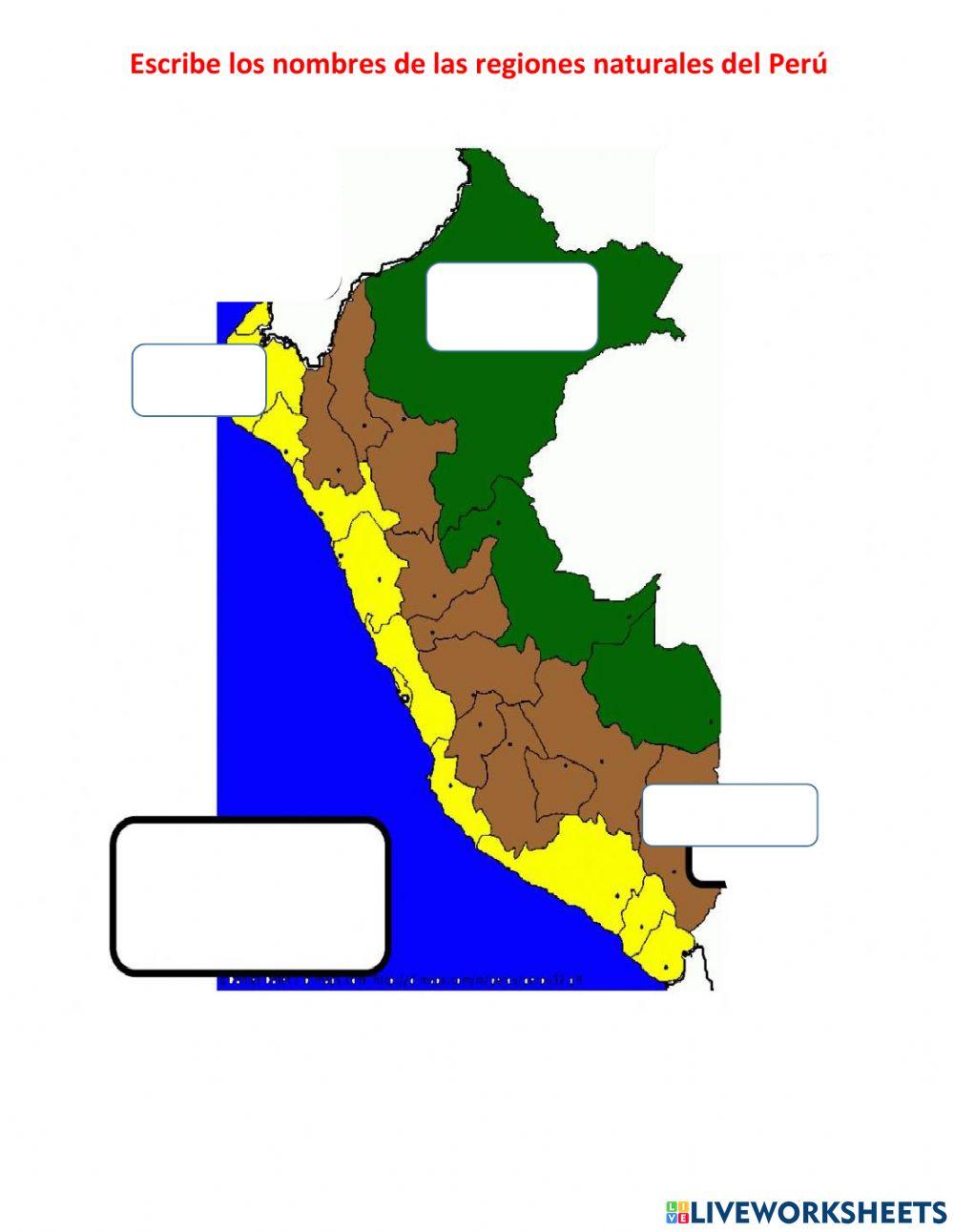 Escribe las regiones del Perú