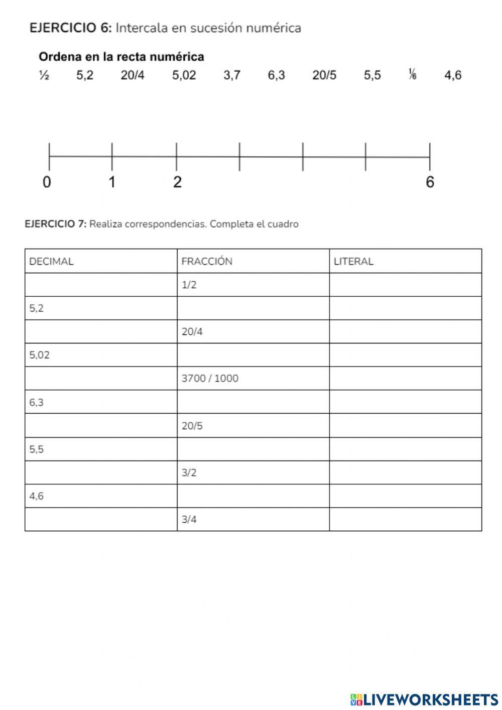 Recta numérica. Ev. semestral -152