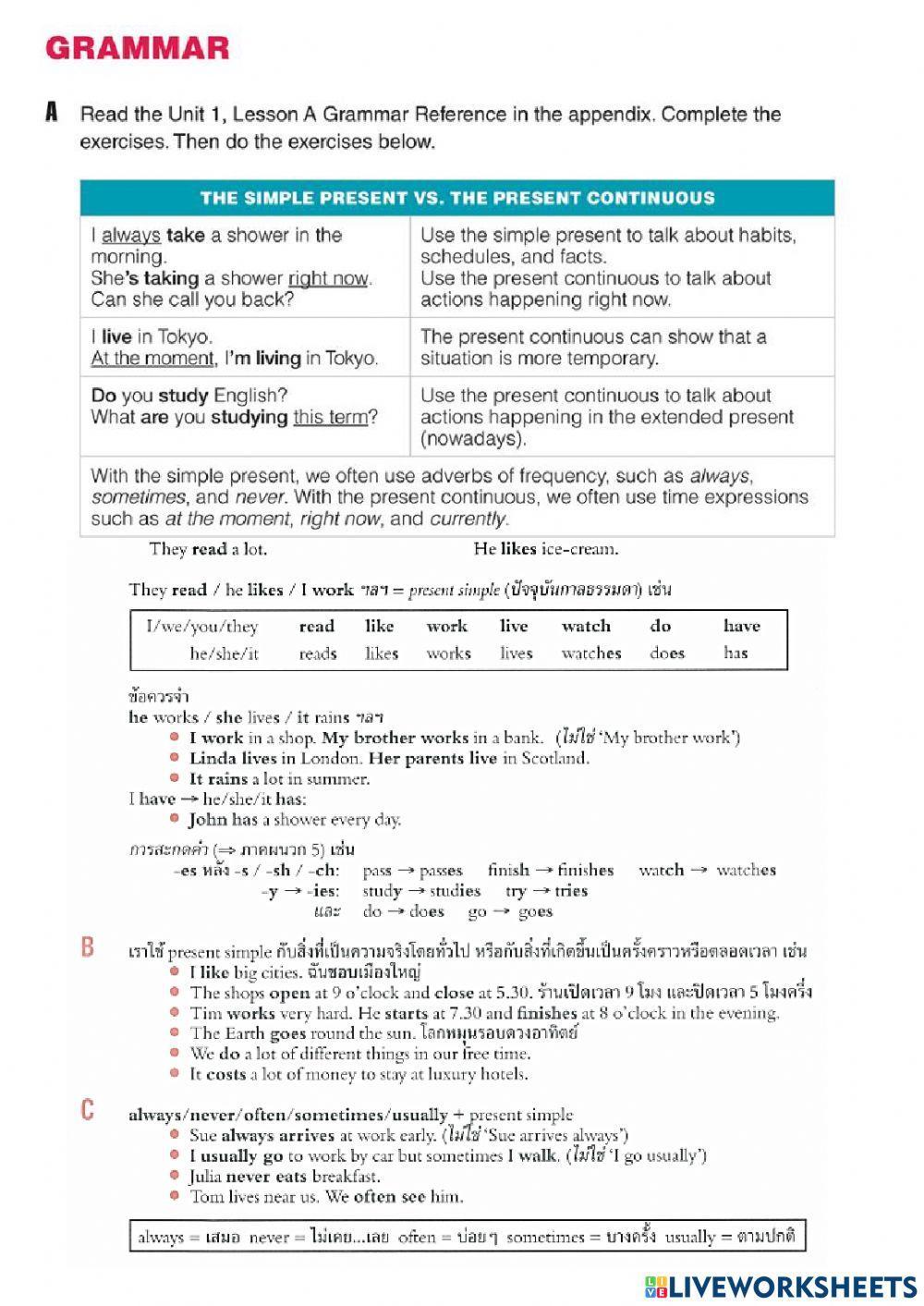 Speaking and grammar