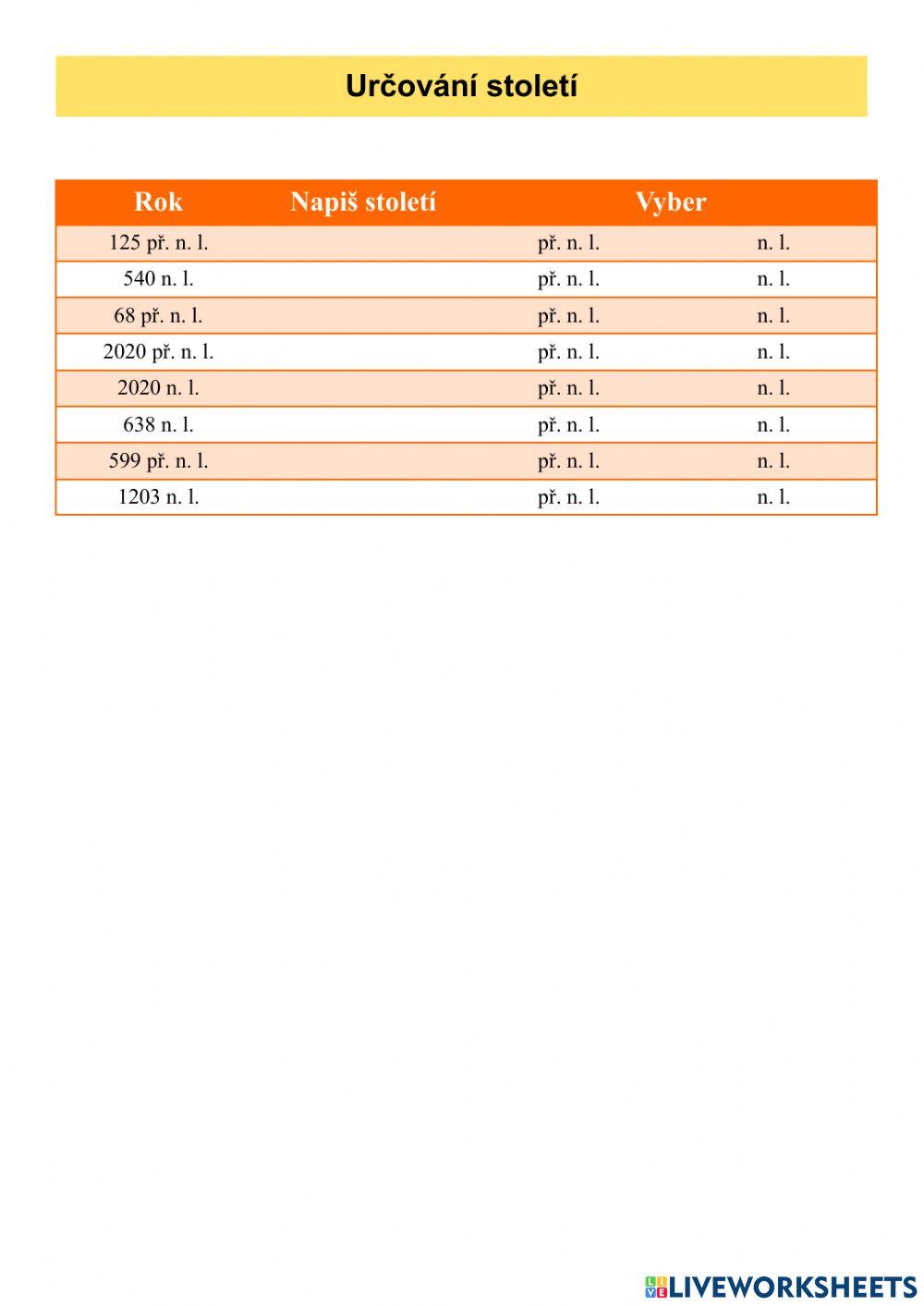 Určování století