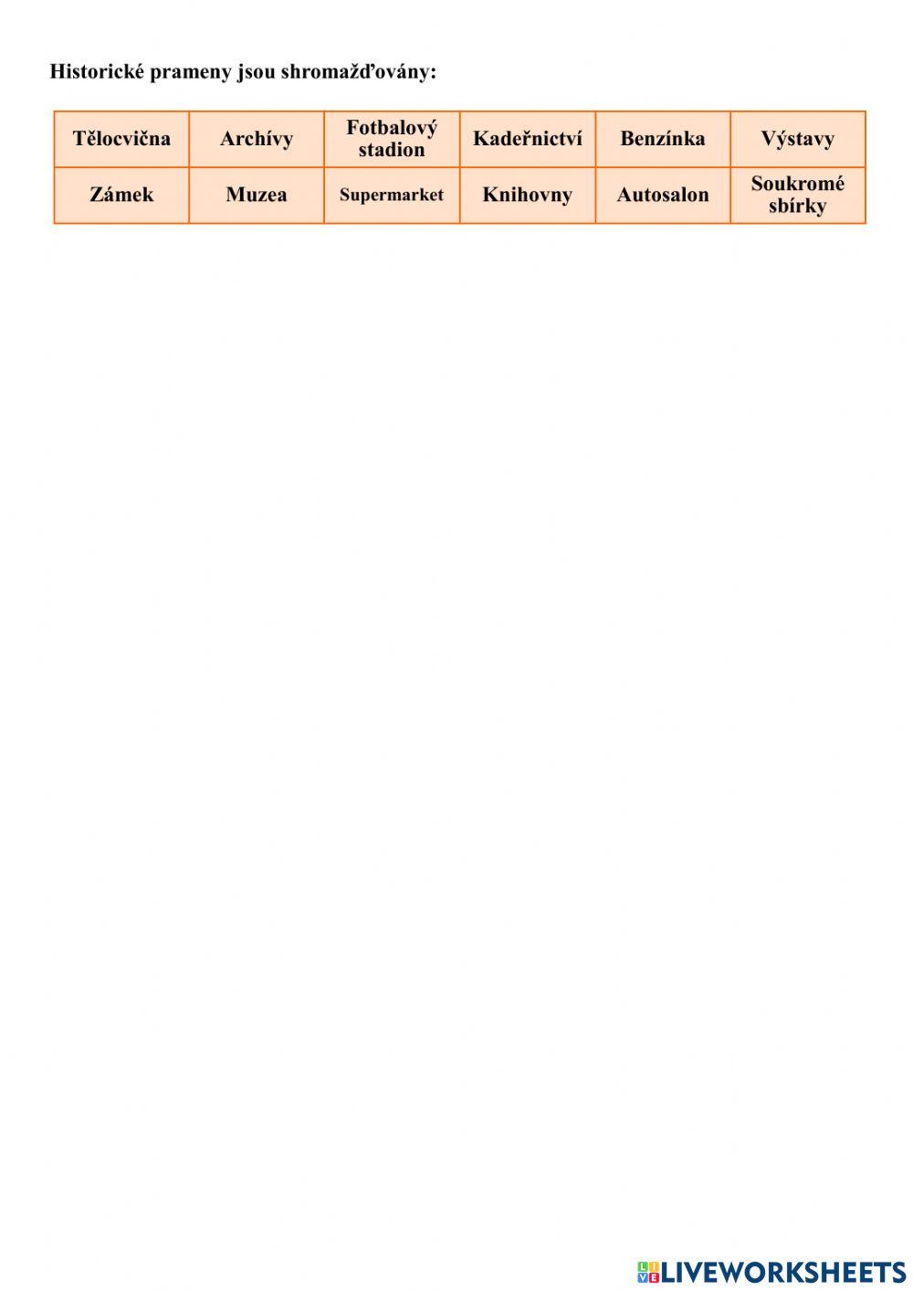 Dějepis - historické prameny