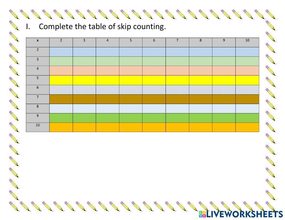 Skip counting test worksheet | Live Worksheets