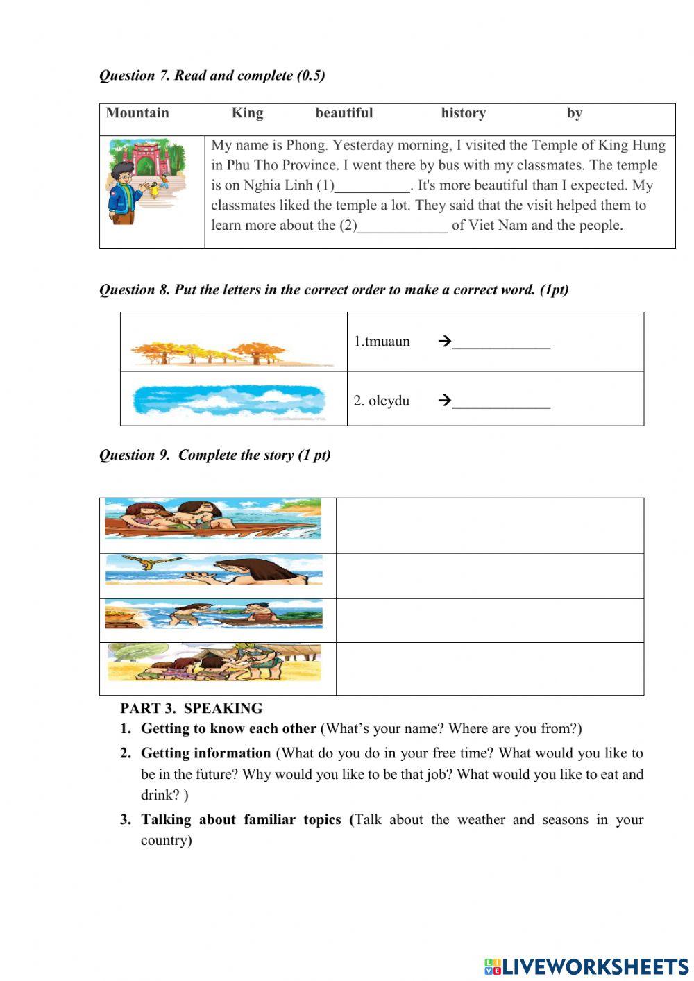 Revision english second term test 2