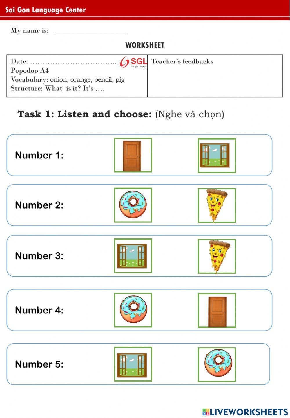 PPD A4 - Window, door, pizza, doughnut