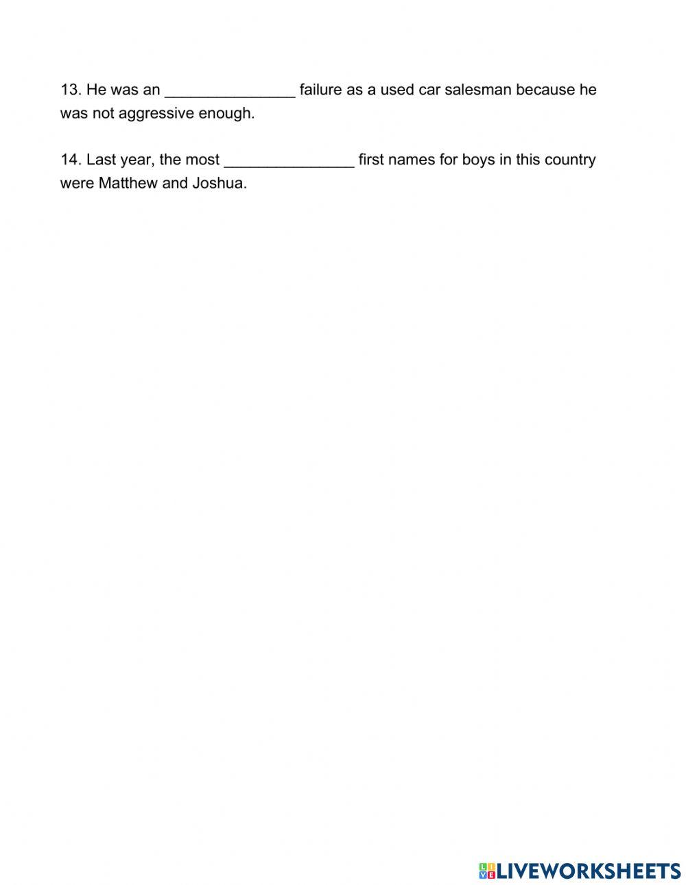 Vocabulary Exercise 1