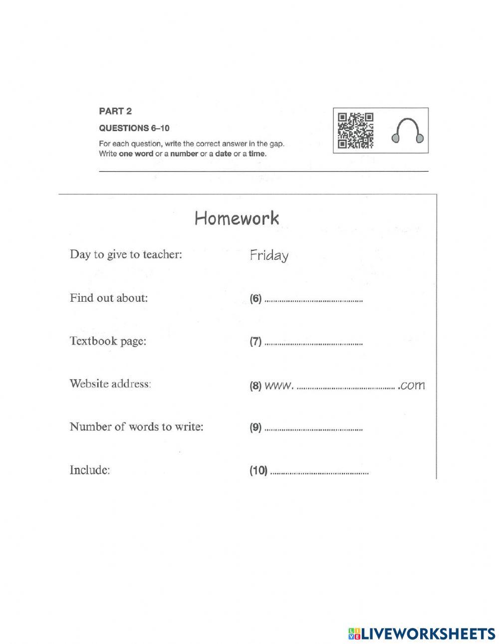 Listening homework kt