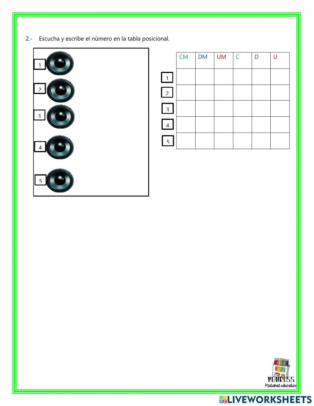 Lectura de cantidades hasta seis cifras