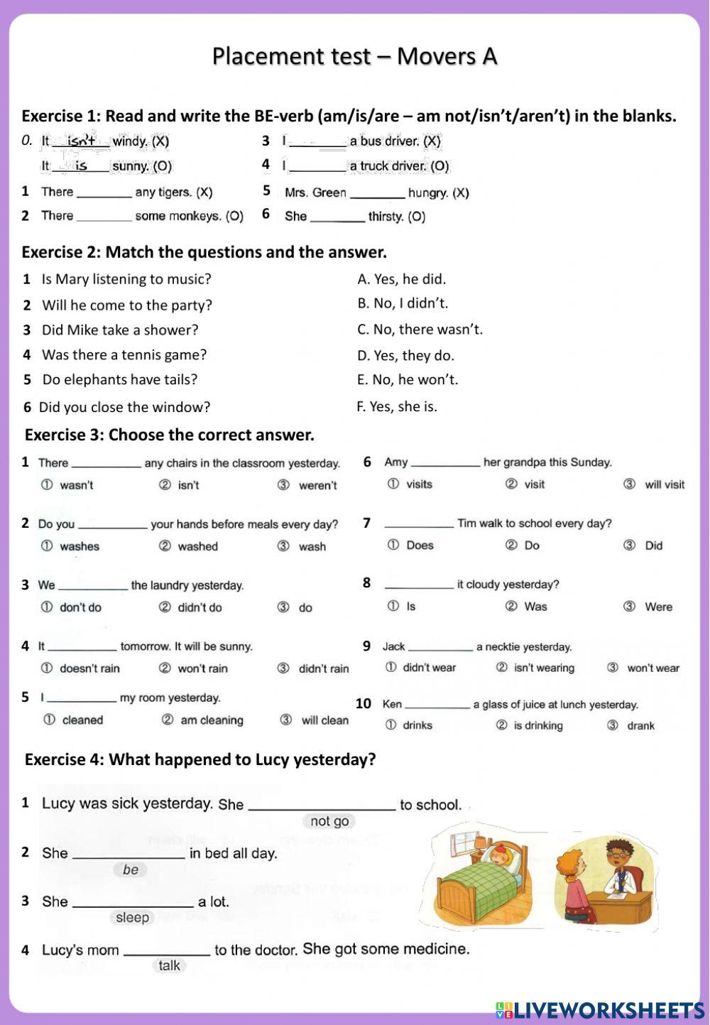 Movers A placement test