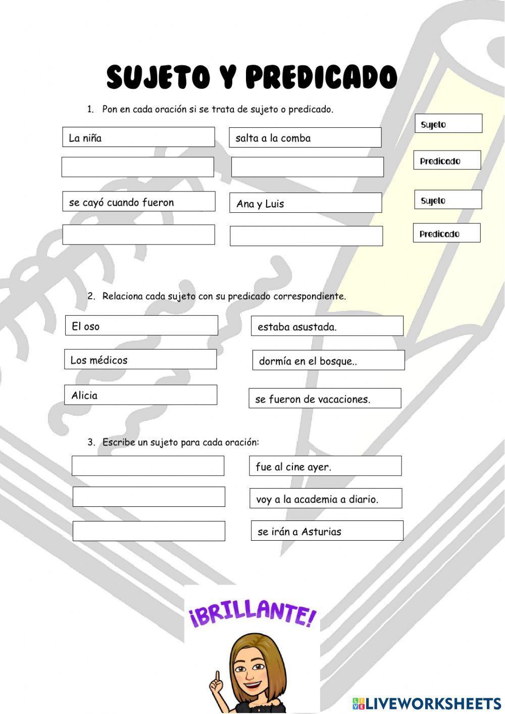 Sujeto Y Predicado Online Exercise For 3º Live Worksheets