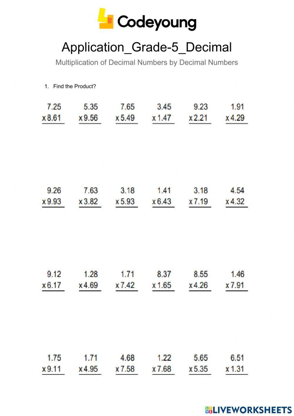 Application-Multiplication of Decimal Numbers by Decimal Numbers Part 2