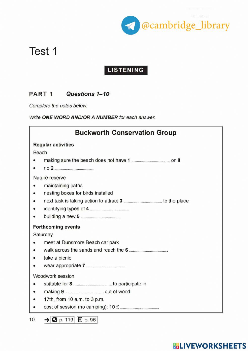 Listening One IELTS 17 
