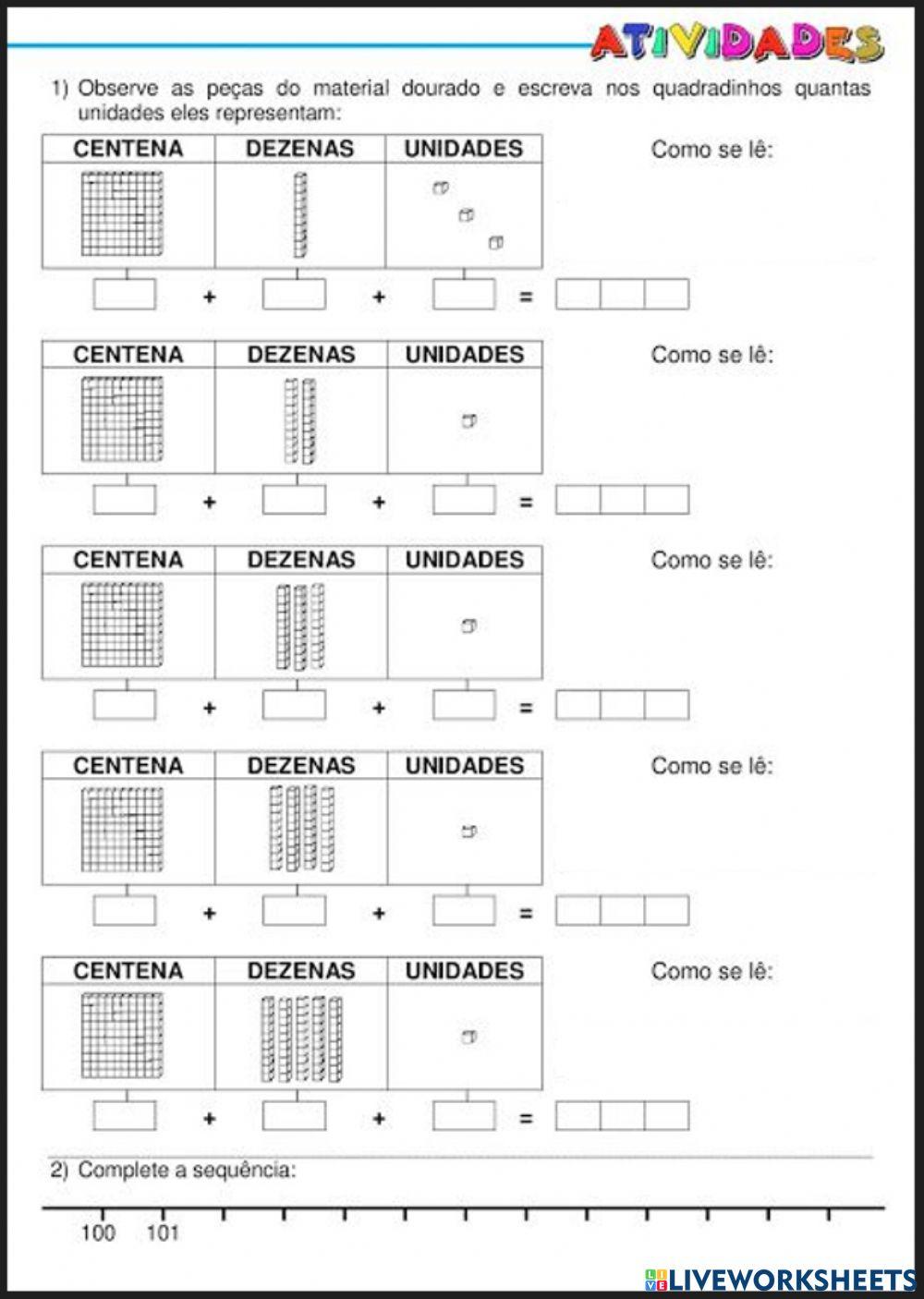 Centena, dezena e unidade