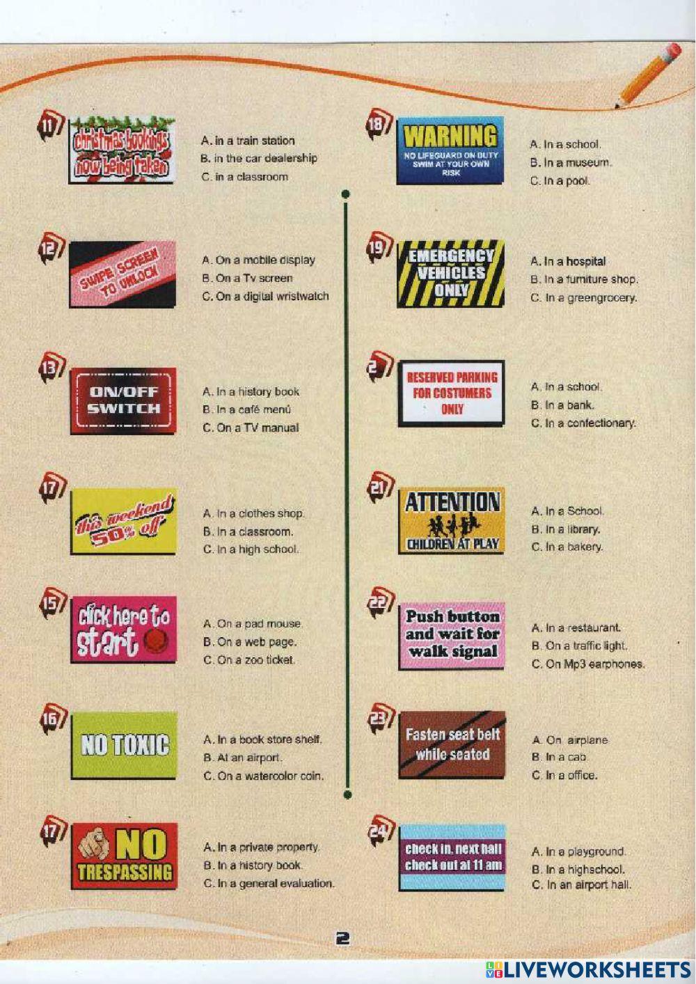 Simulacro Ingles: Parte 1 lectura de avisos