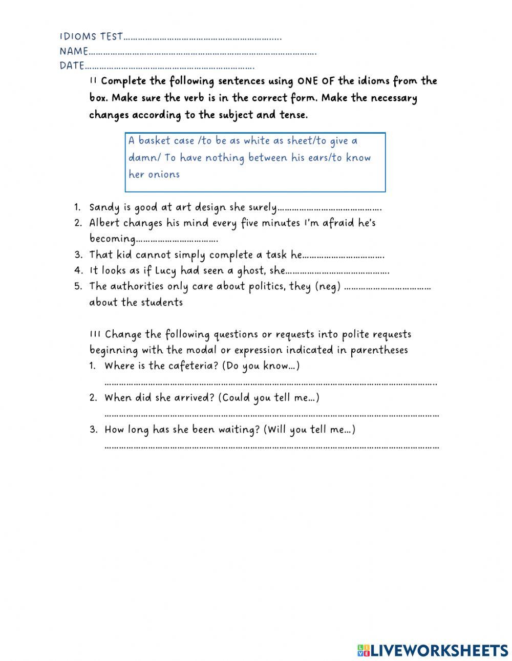 Idioms intelligence, health, interest