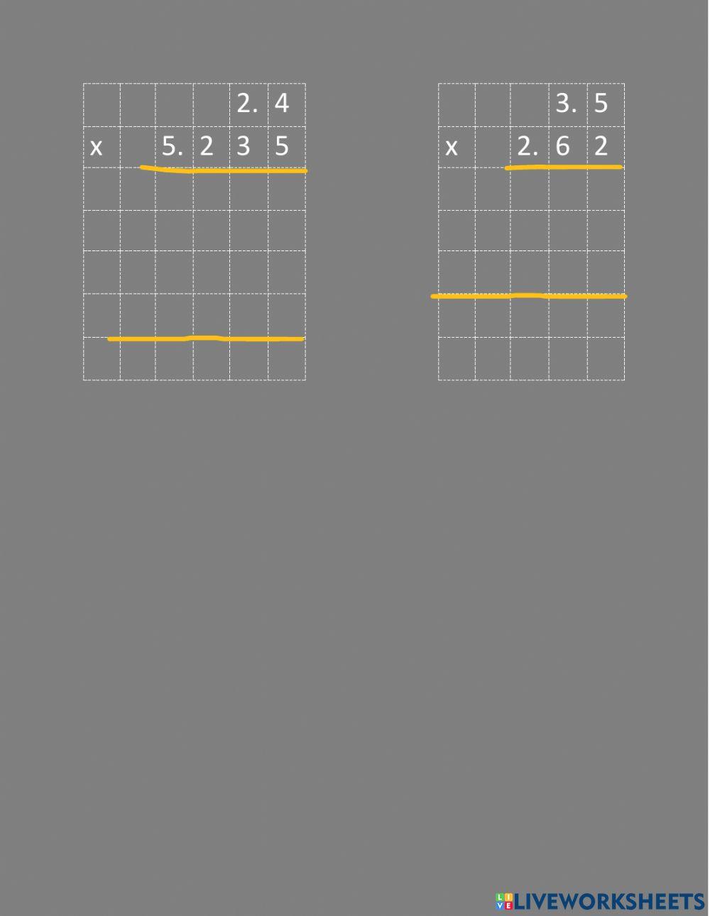 Multiplicación de decimales