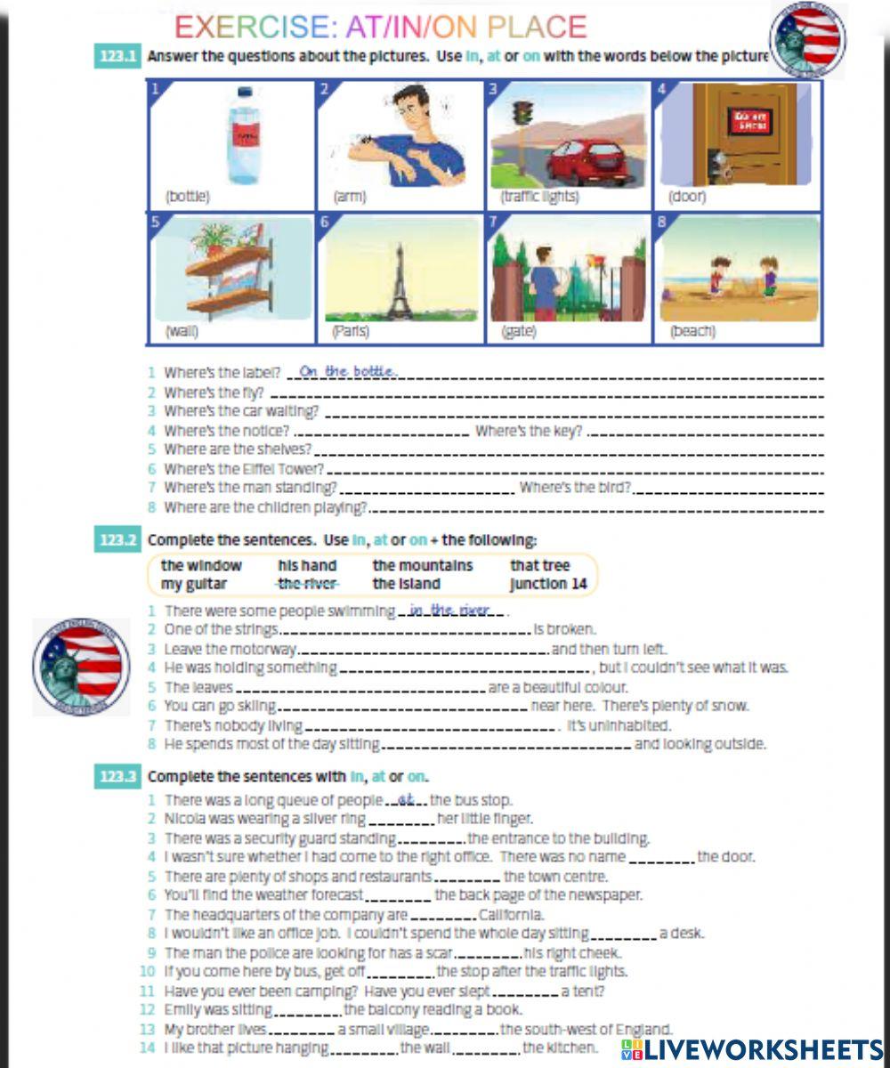 At  in  on    place  first part