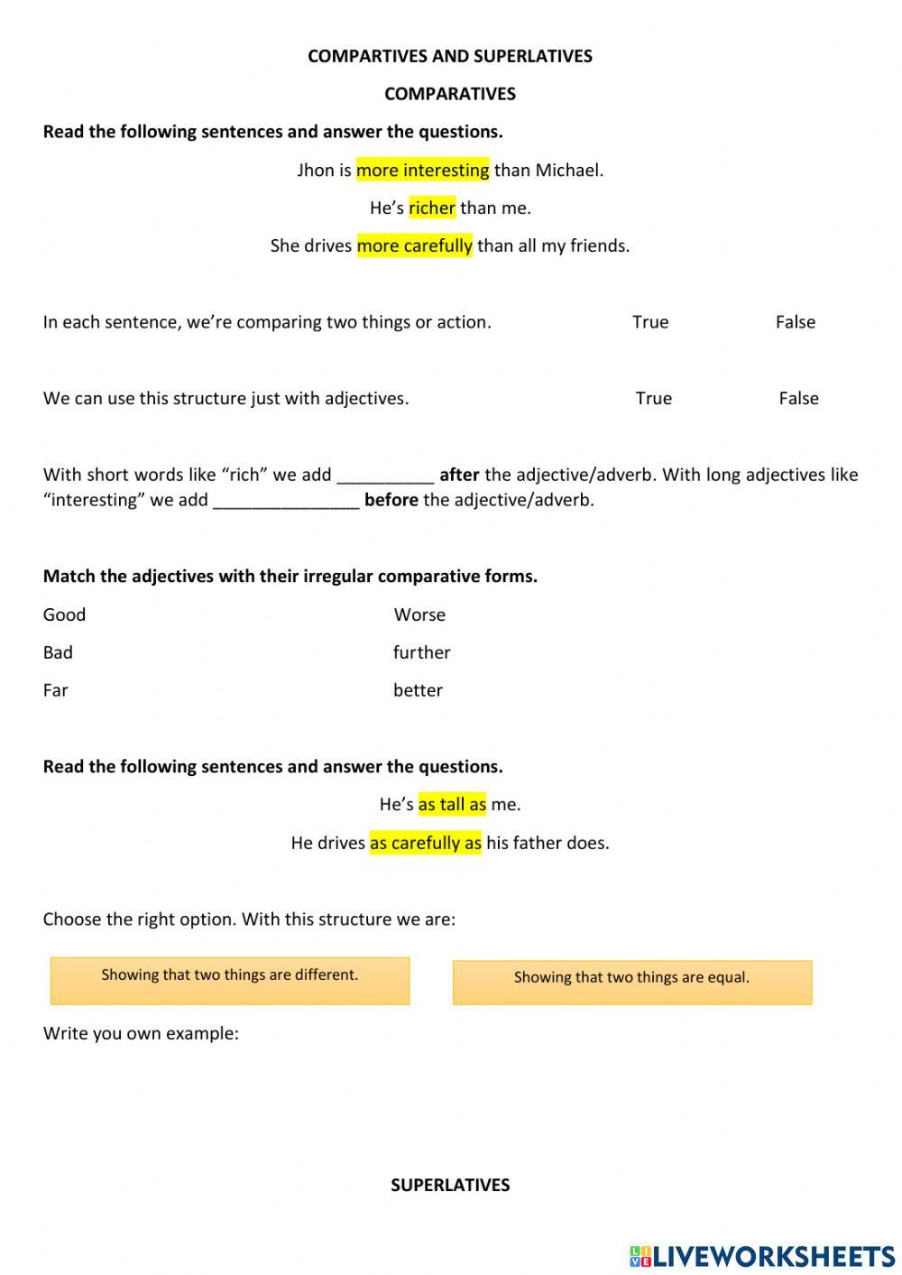 Comparative and Superlatives