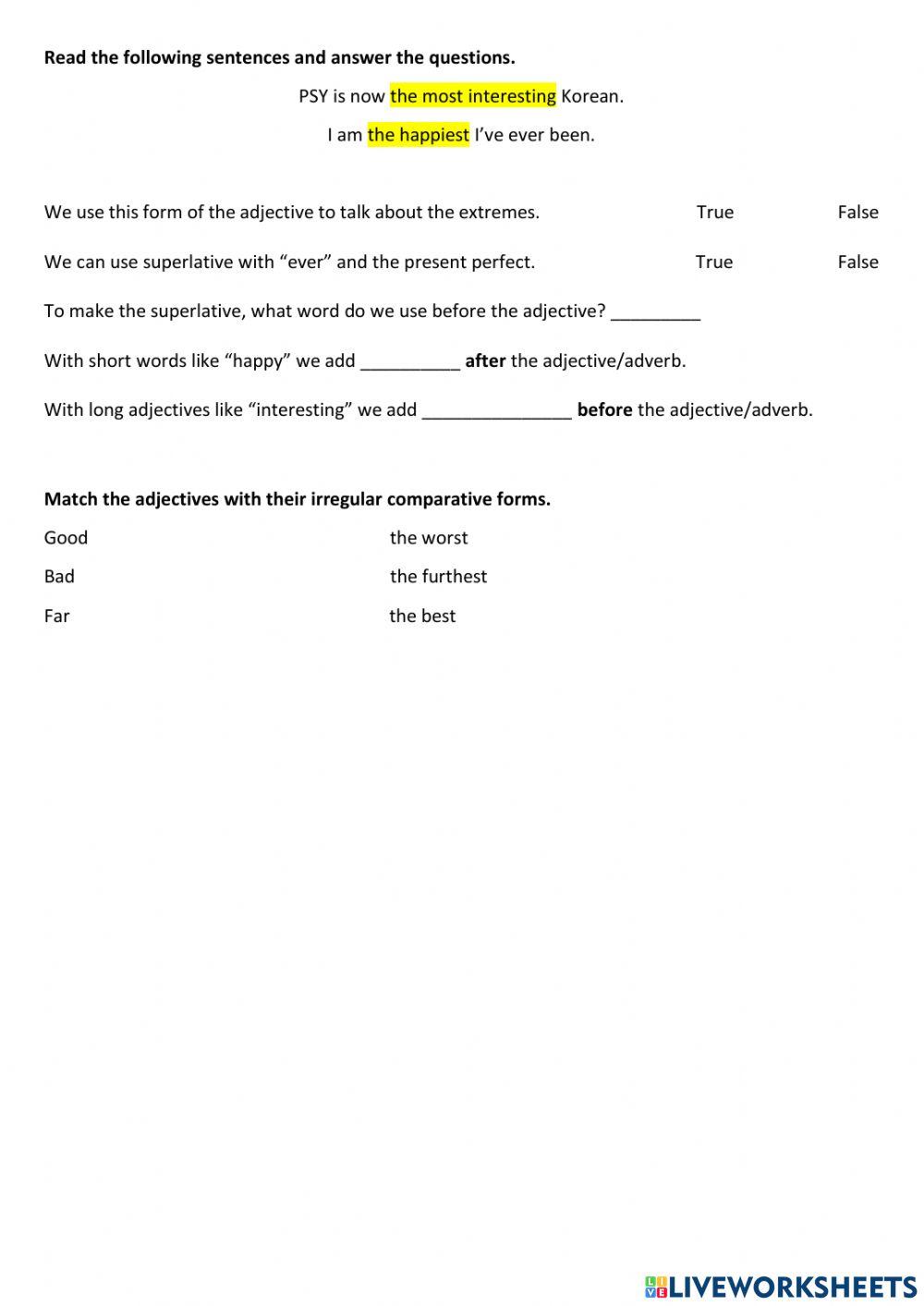 Comparative and Superlatives