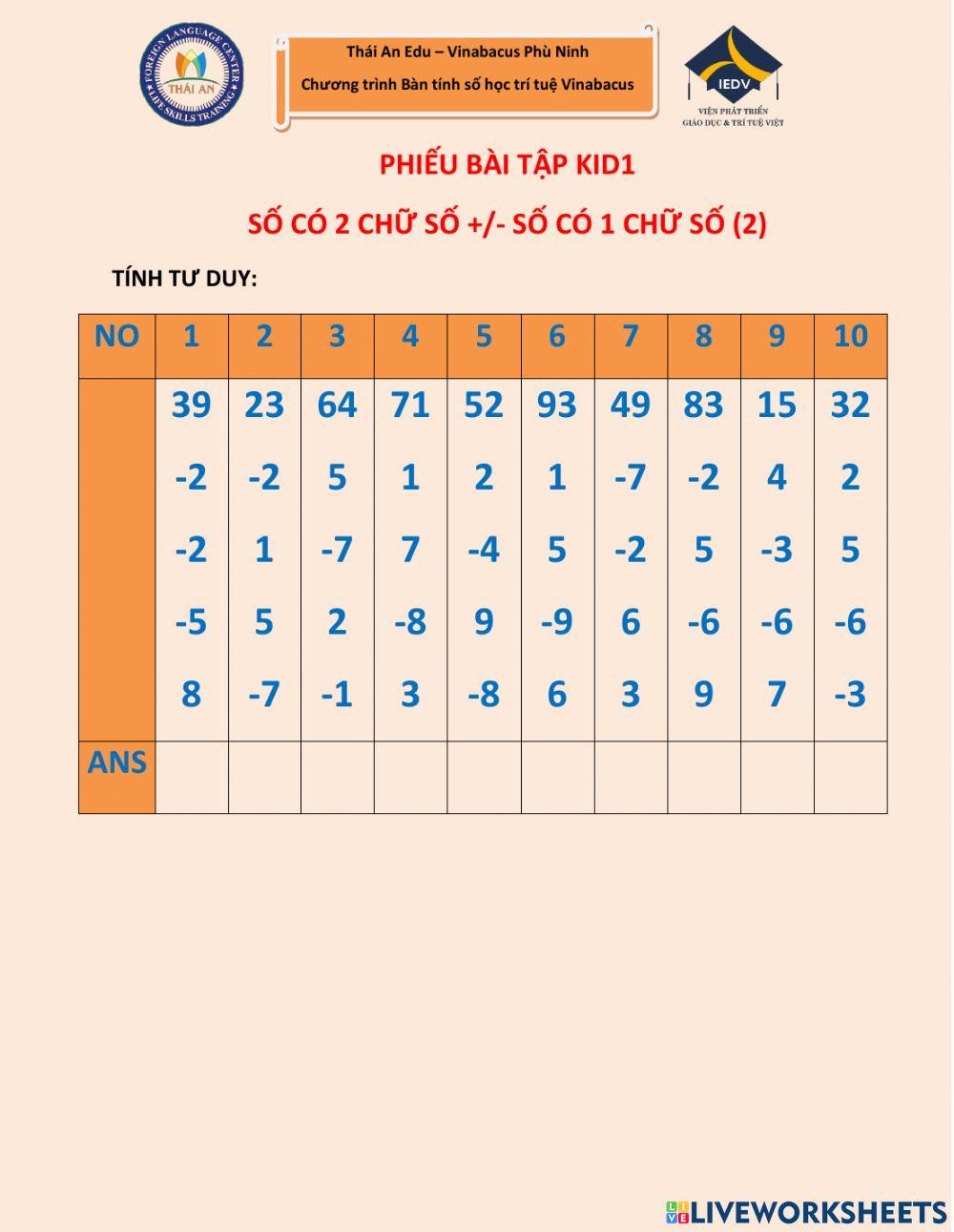 Kid 1-Số 2 chữ số +-- 1 chữ số (2)