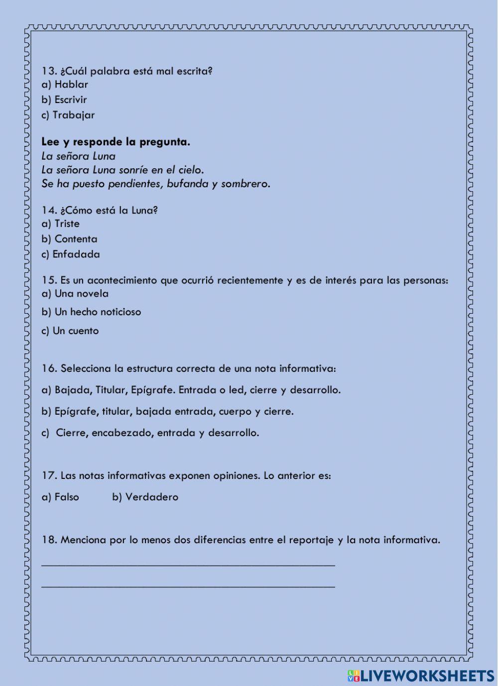 Evaluación Español