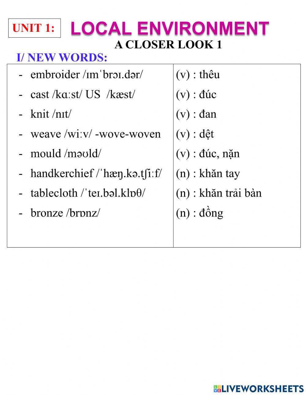 English 9- unit 1- a closẻ look 1