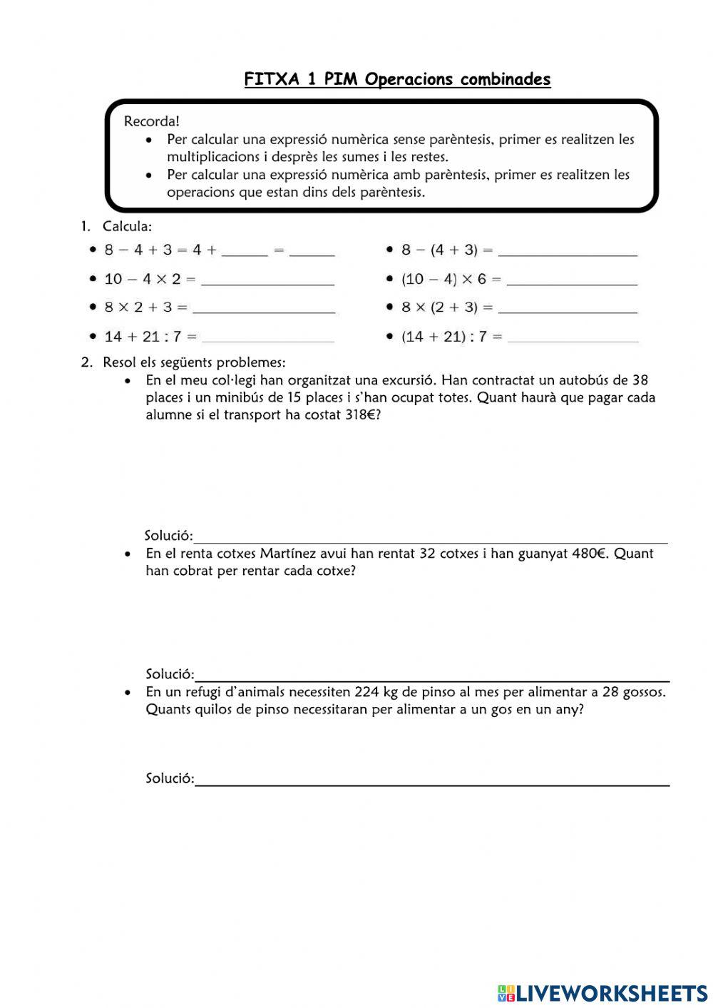 Operacions combinades