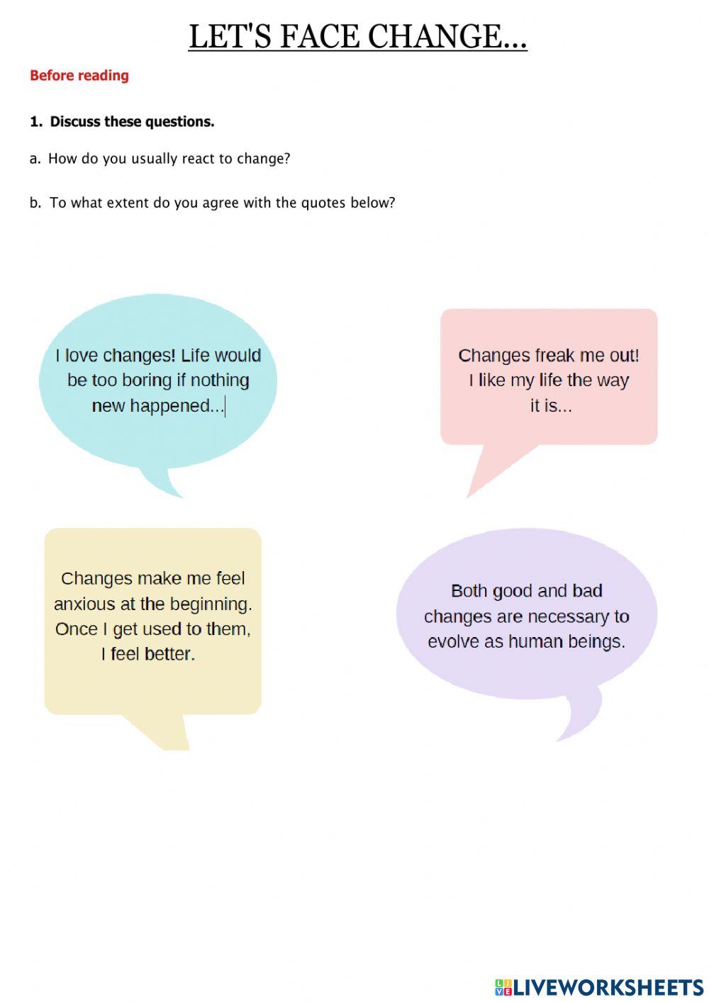 Let's face change - vocabulary B2