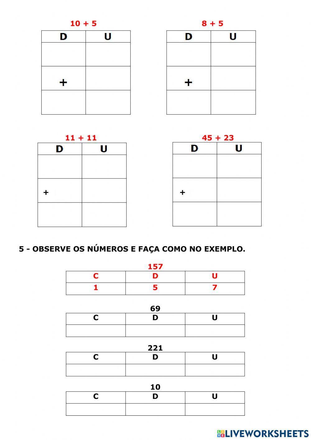 Centena, dezena e unidade