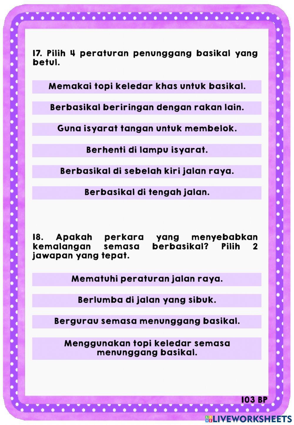 Ujian Lencana Keahlian & Lencana Wajib Penunggang Basikal