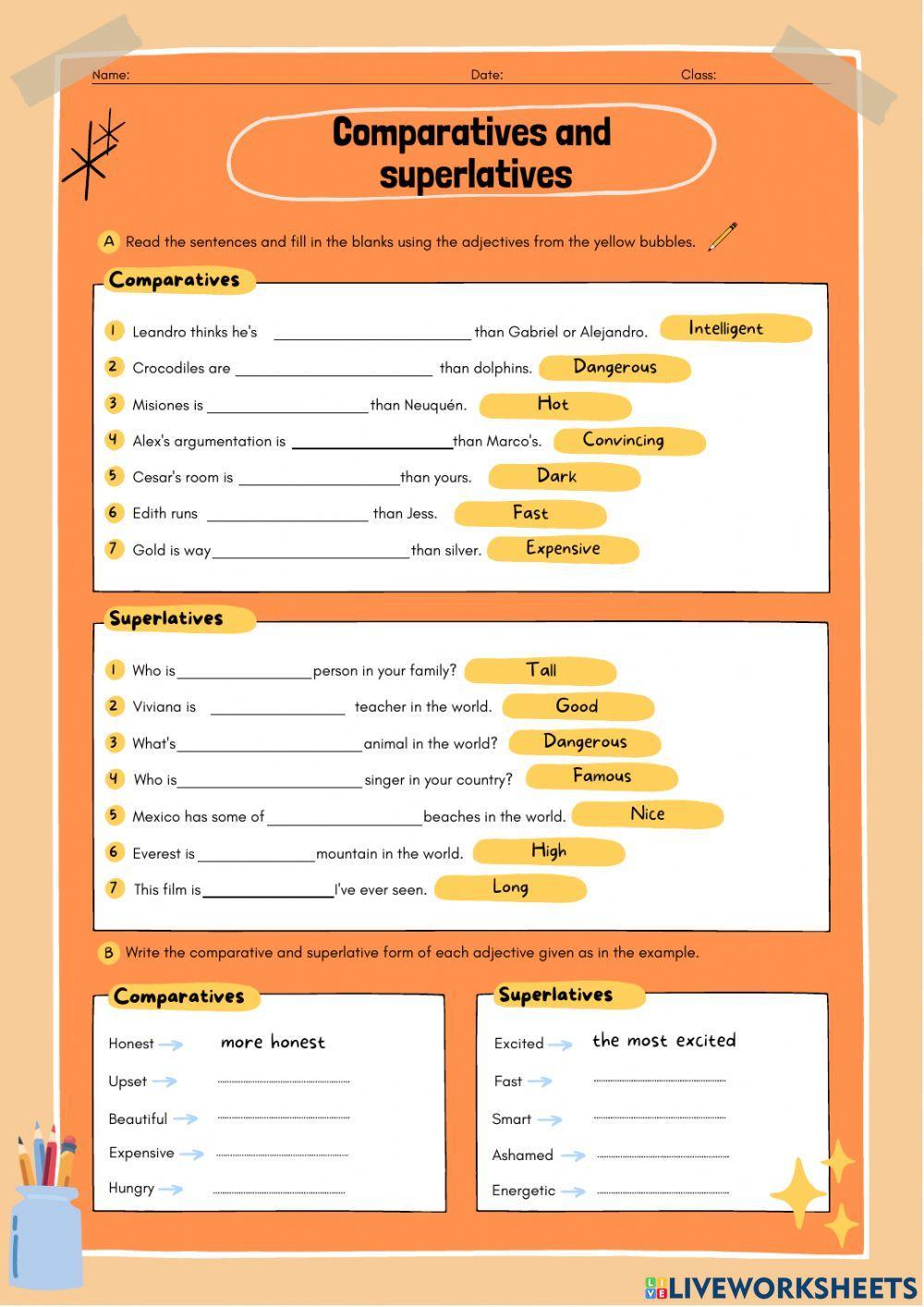 Comparatives and Superlatives online exercise for A2+ | Live Worksheets comparatives-and-superlatives-online-exercise-for-a2-live-worksheets