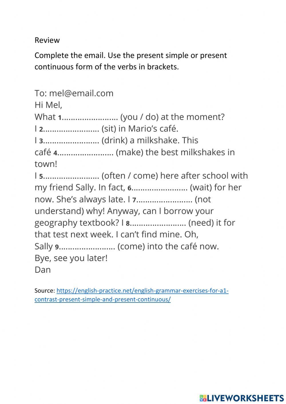 Review Present simple and continuous