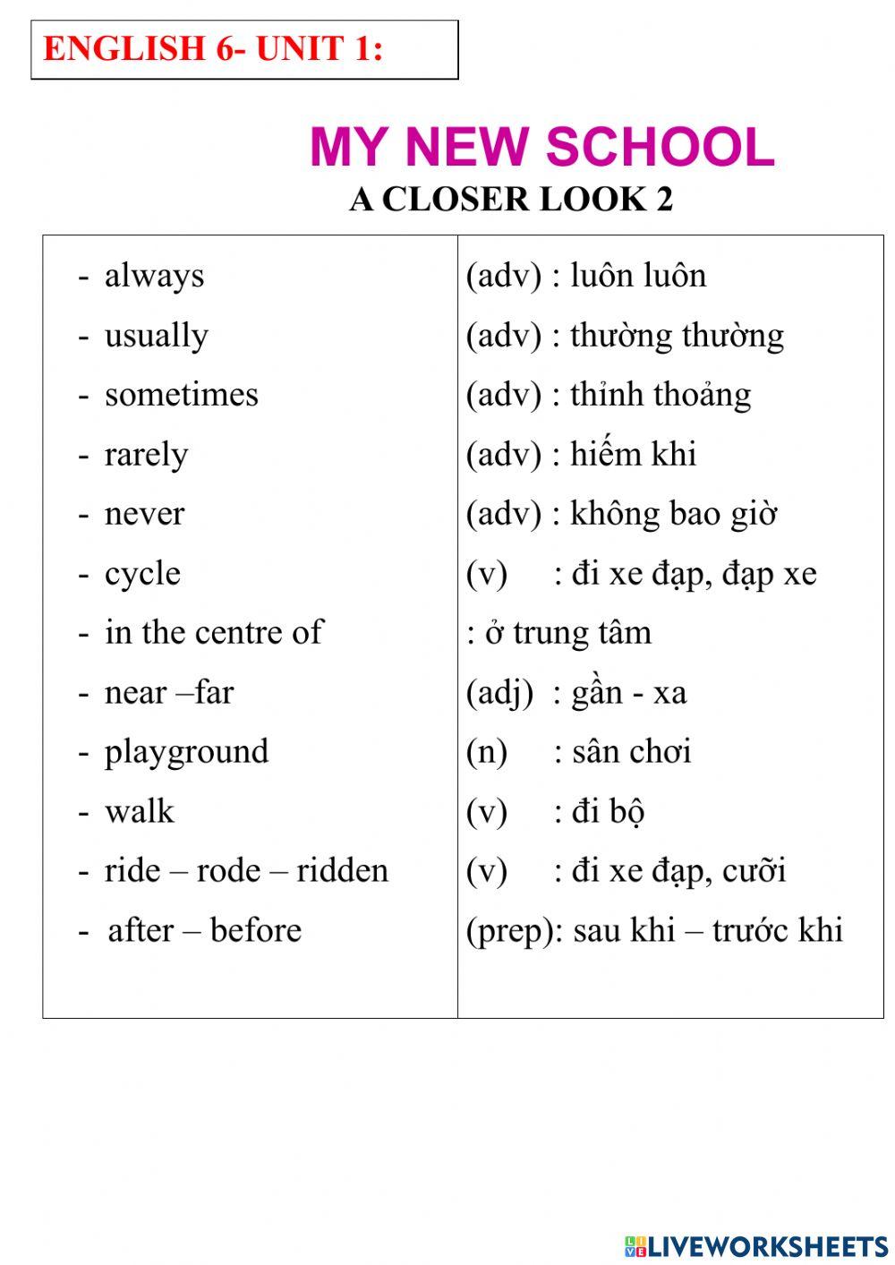 English 6- uint 1- a closer look 2