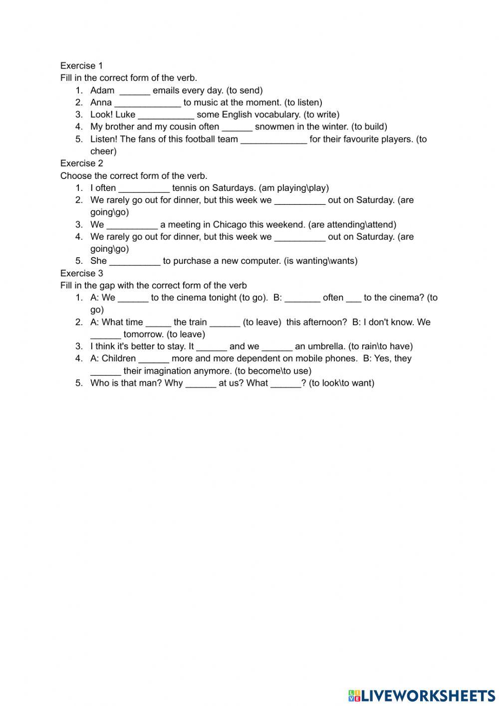 Fly High Level 4. Grammar Test. Present Simple and Present Continuous.