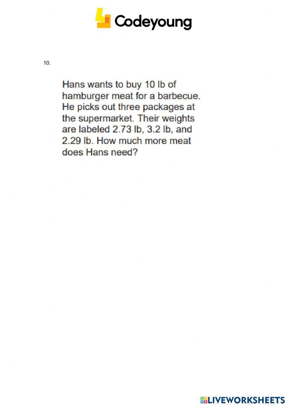 Content CW-Word Problems on Addition & Subtraction
