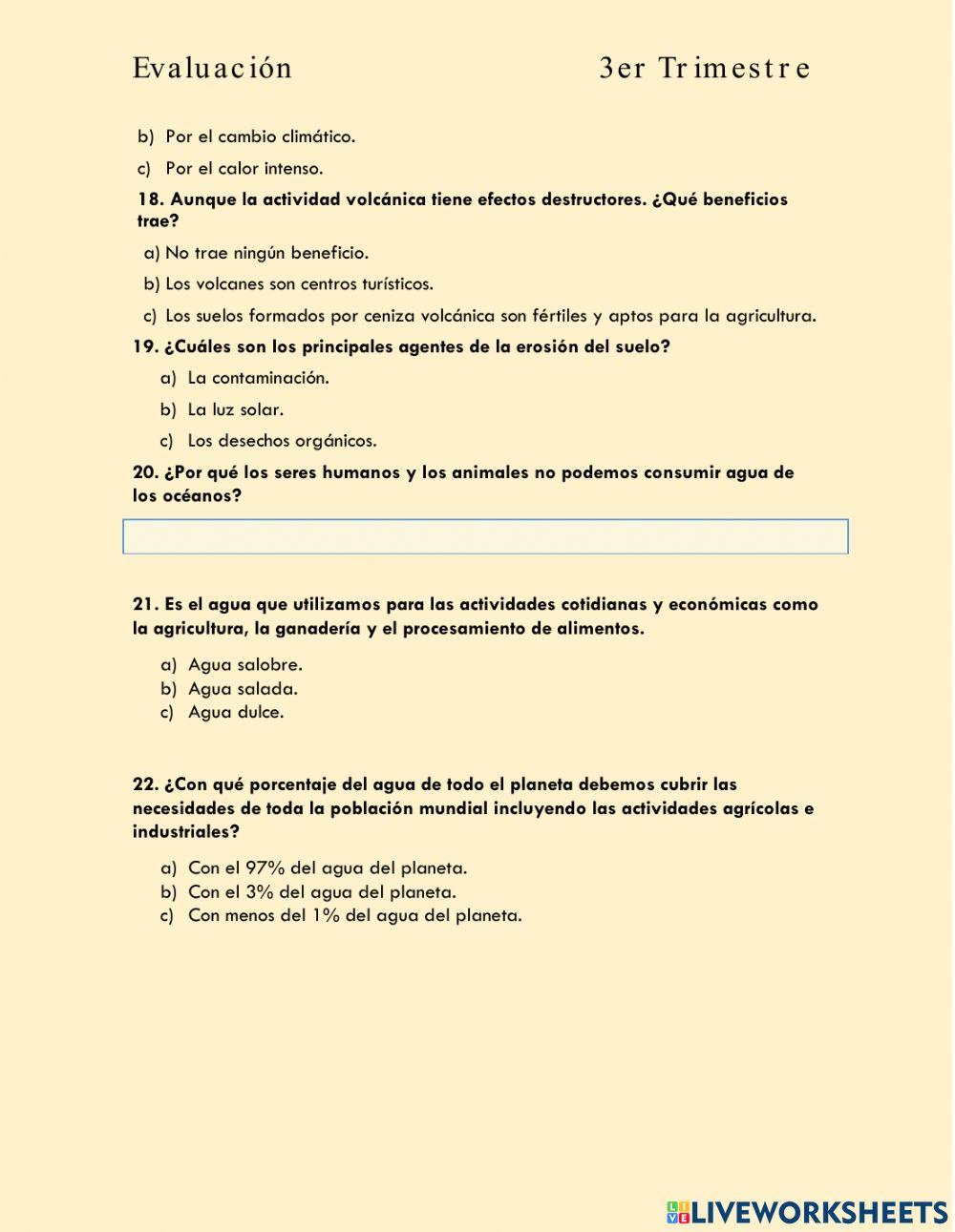 Evaluación Geografía Tercer Trimestre