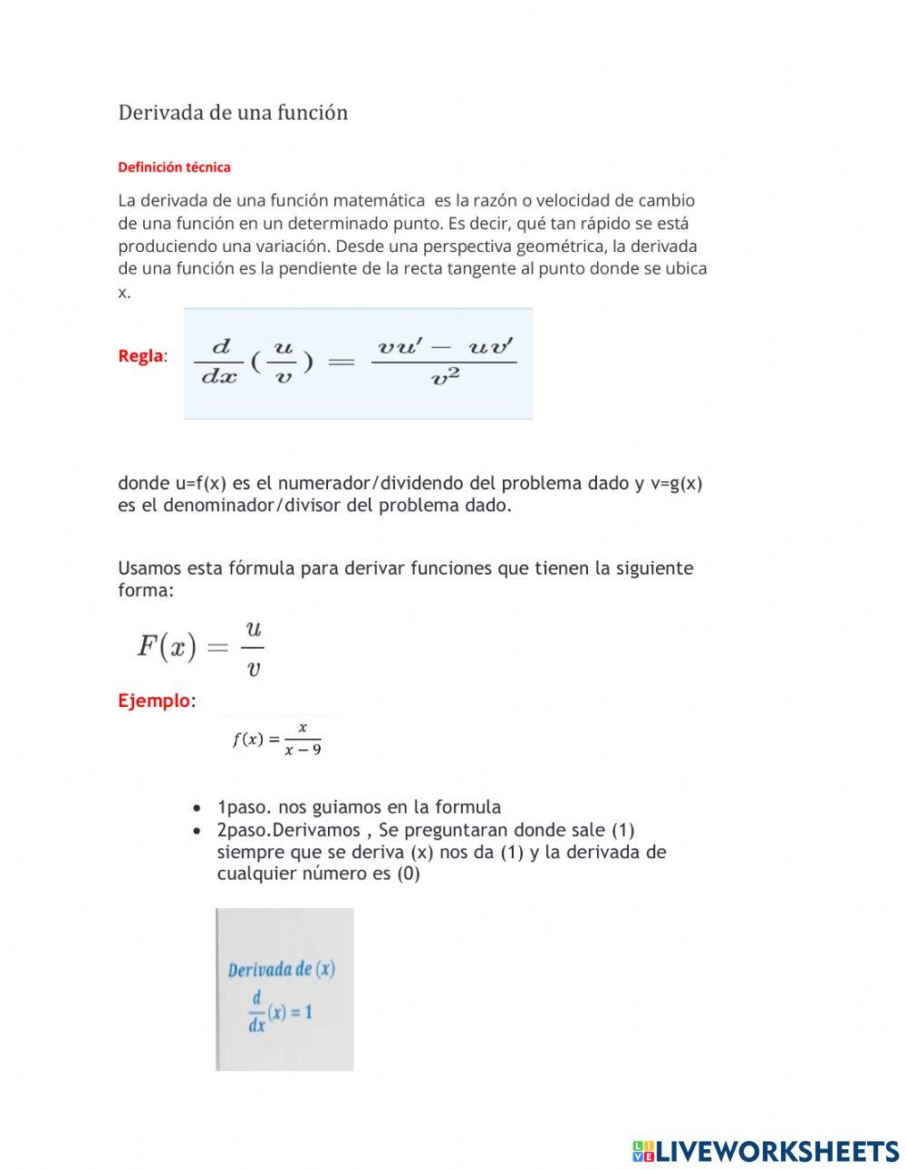 Derivada de una función