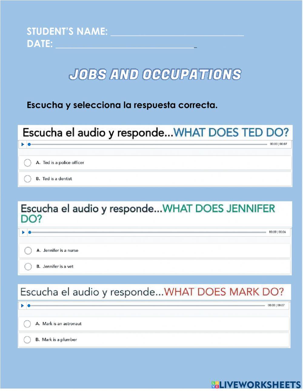 Jobs and occupations