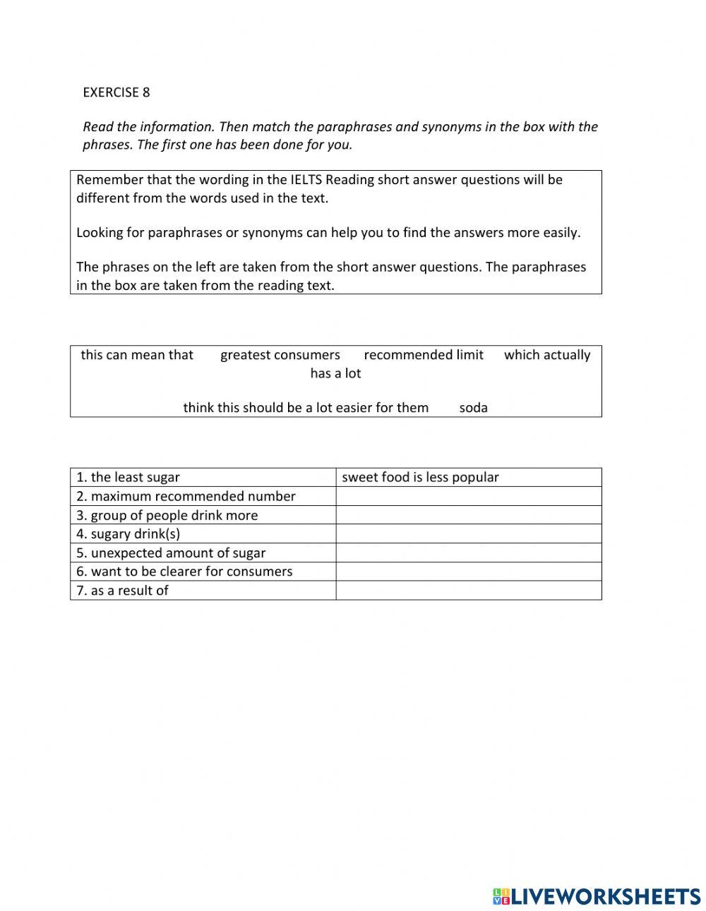 IE1, Unit 1, Reading, Exercise 8