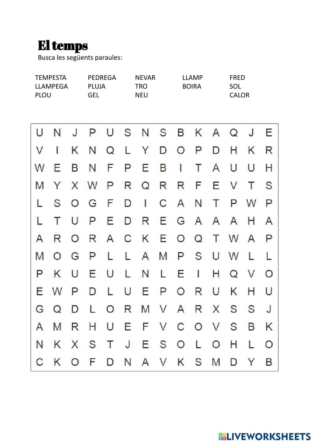 Sopa de lletres-el temps