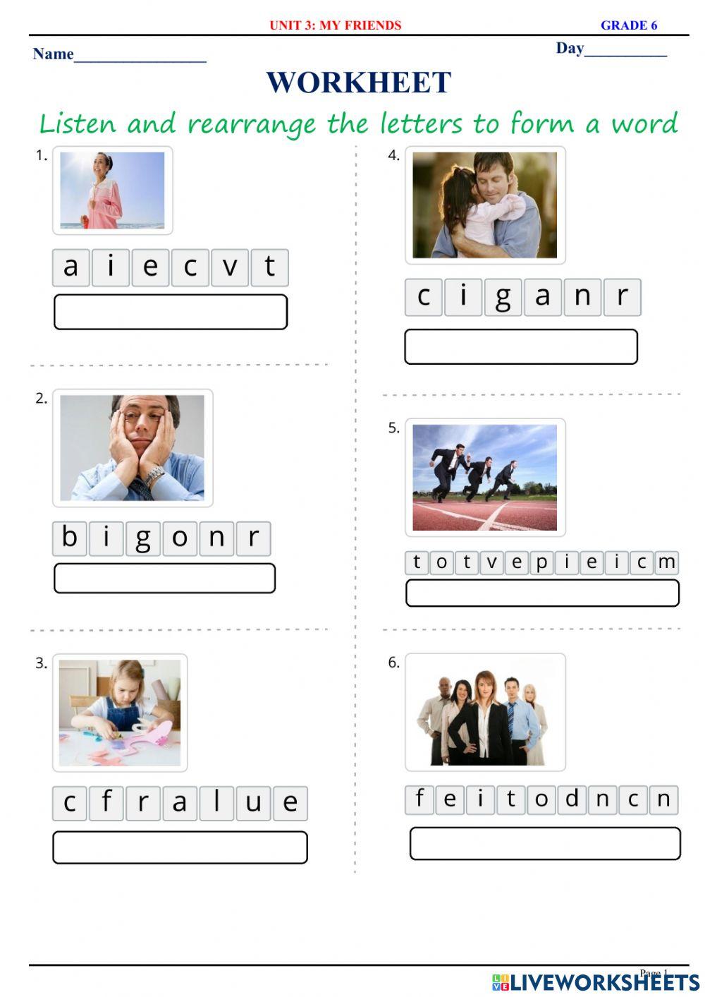 English 6 - Unit 3 - My Friends - Vocabulary 2 - Writing