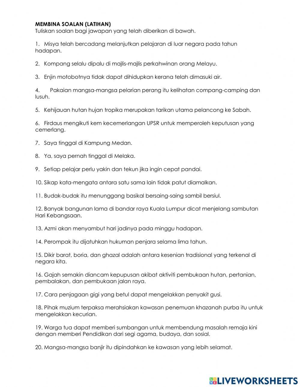 Latihan membina soalan