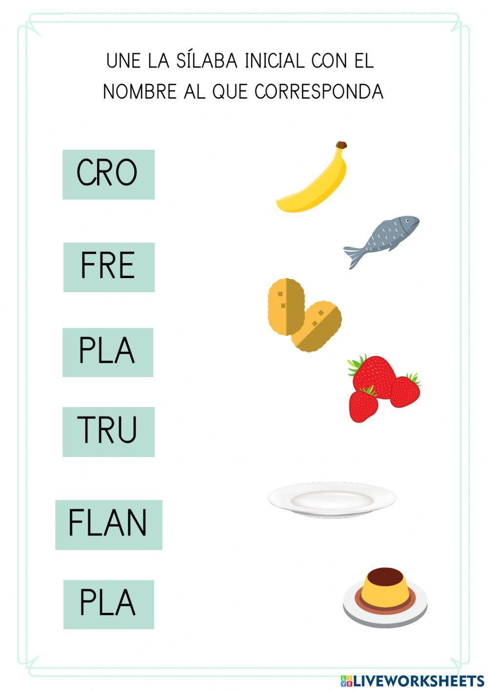 Sílaba inicial alimentos