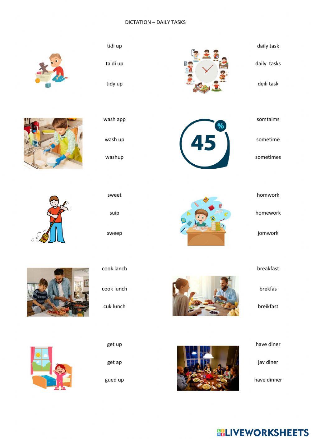 Dictation - daily tasks