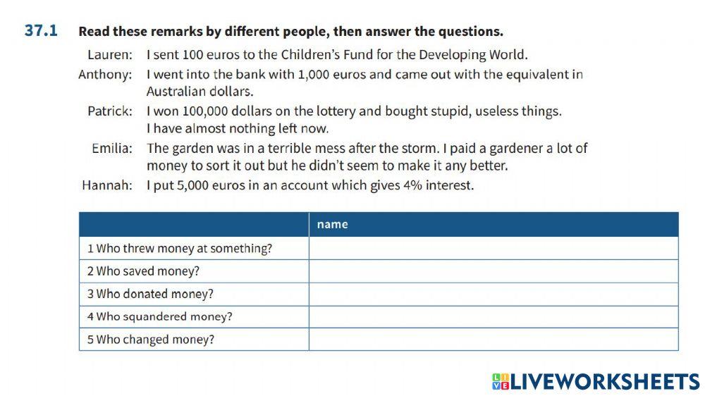 Collocation in Use-Unit 37 (Money)