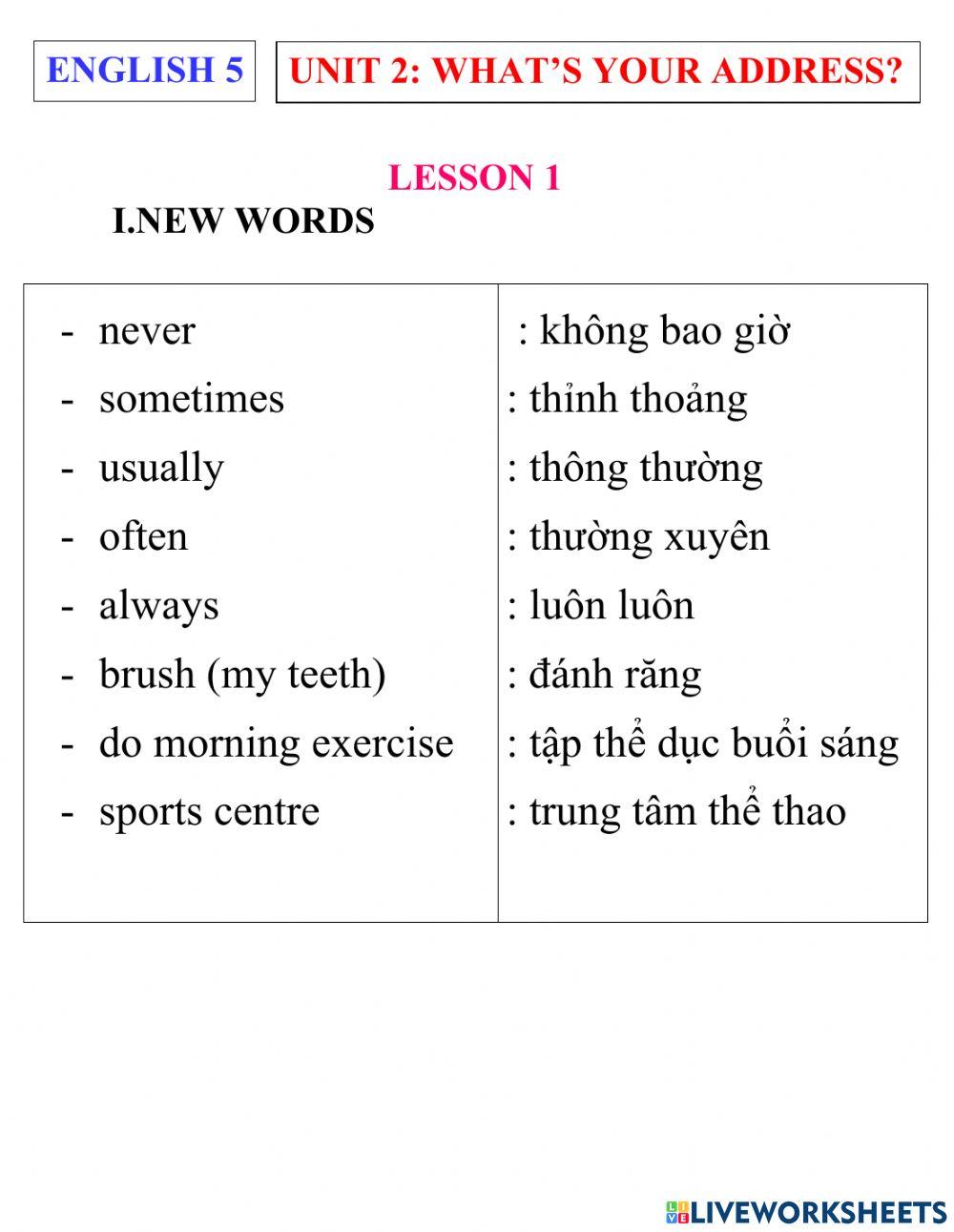 Englissh 5- unit 2- lesson 1