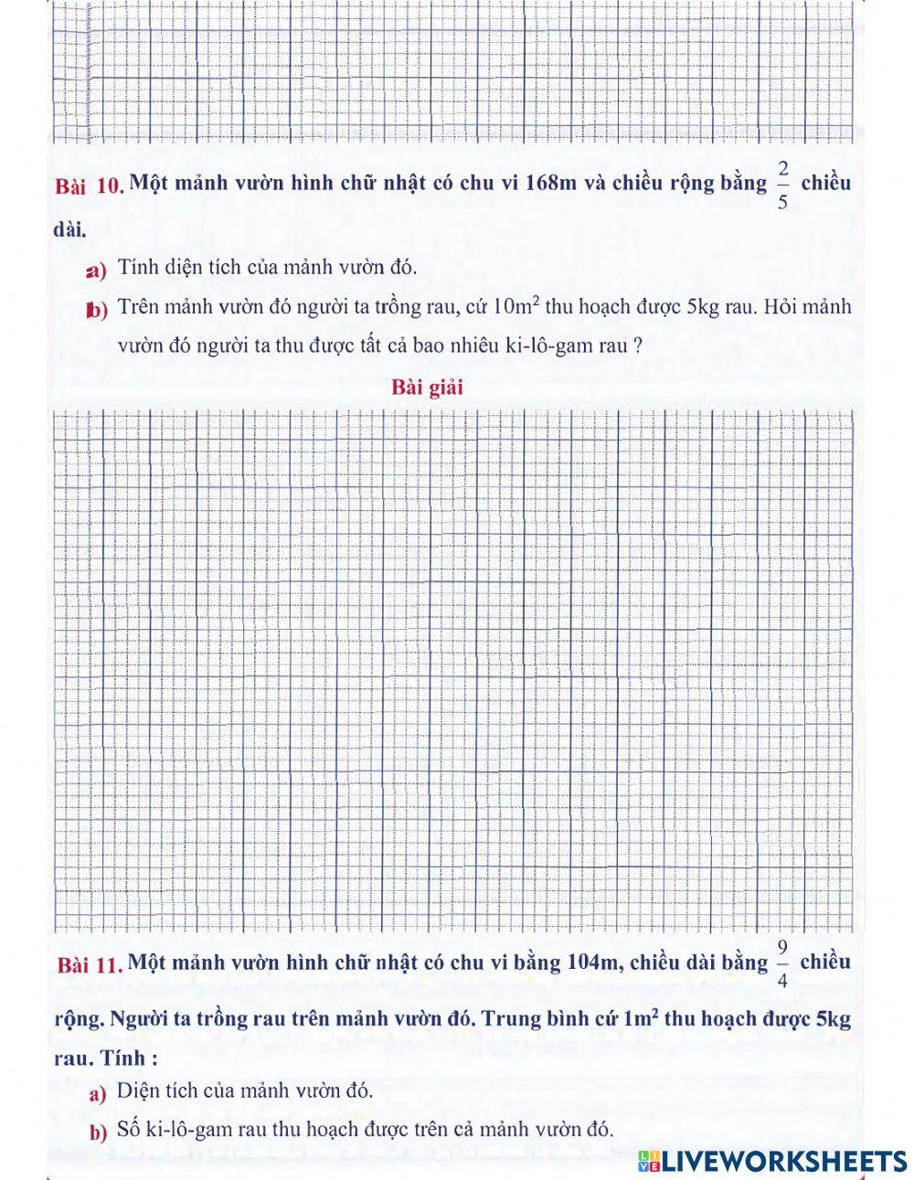 Toán 4 lên 5 - Dạng 10: Ôn tập về hình học