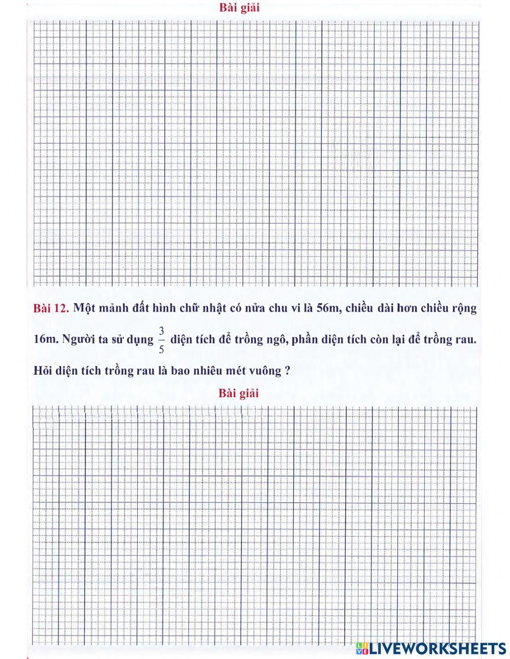 Toán 4 lên 5 - Dạng 10: Ôn tập về hình học